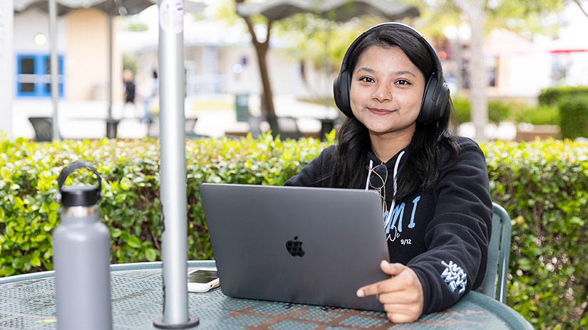 Student on computer