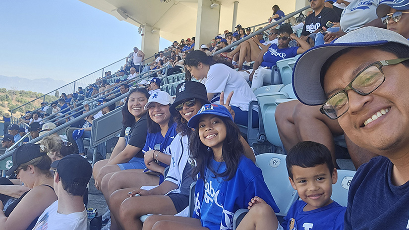 The Renoj family enjoying a Dodgers game
