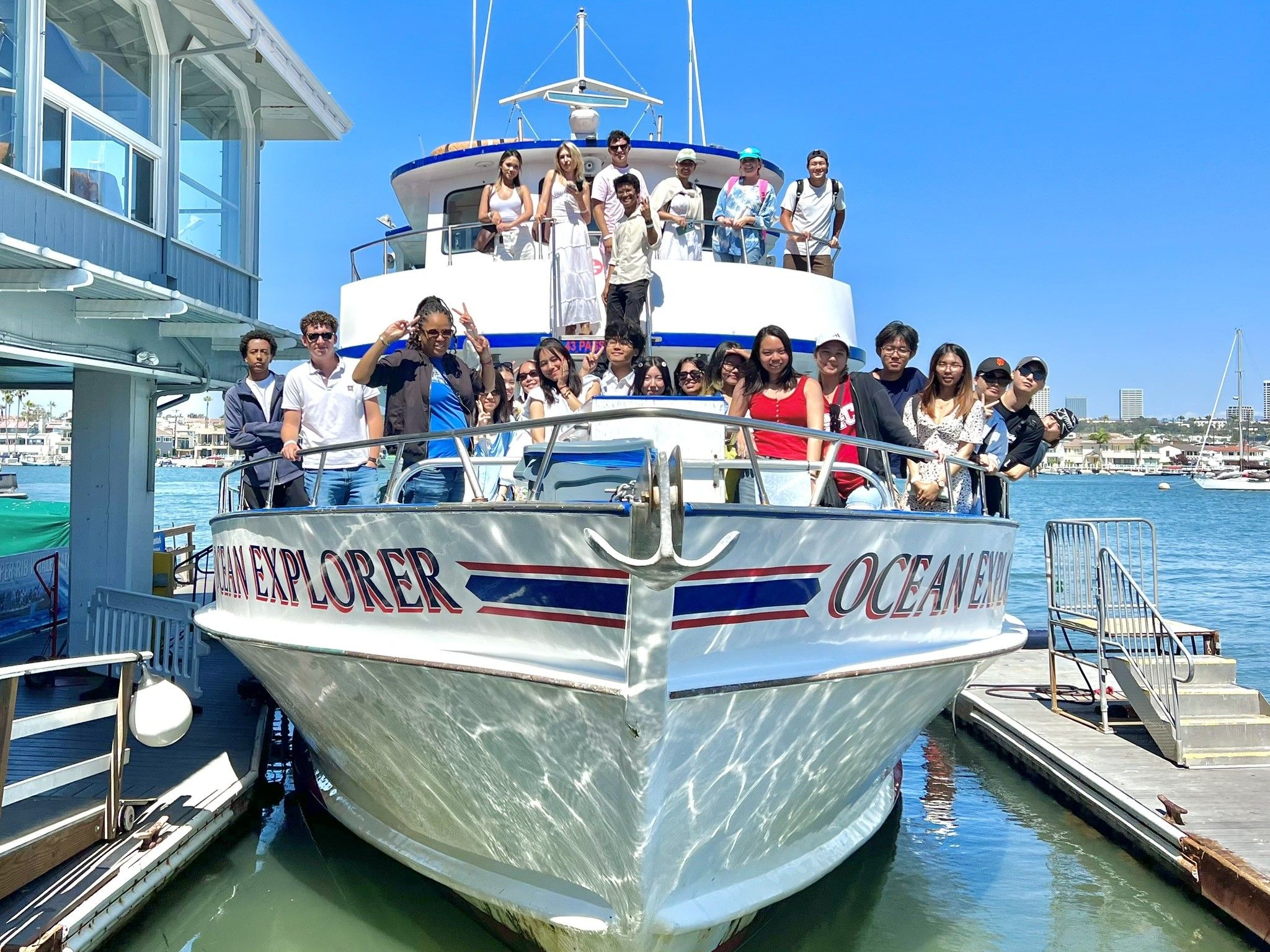 students on a boat